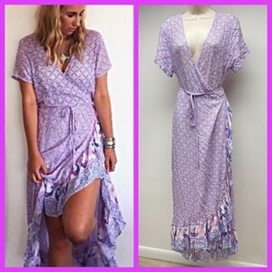 HOUSE OF SKYE BOHO ALOHA GYPSY RUFFLE WRAP DRESS